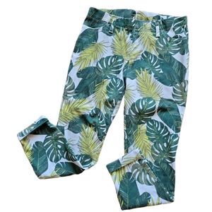 Time and Tru Tropical Palm Print Cuffed Pants sz M